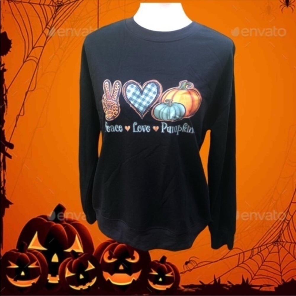 Peace love pumpkin graphic print sweatshirt - Picture 4 of 12